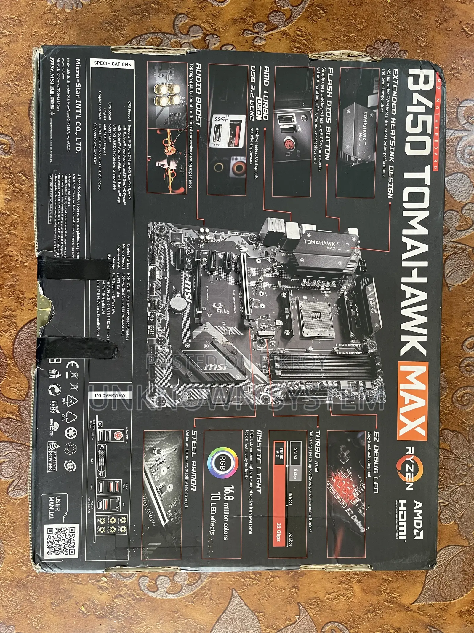 Msi B450 Tomahawk Max Motherboard (Am4) – Excellent Condition