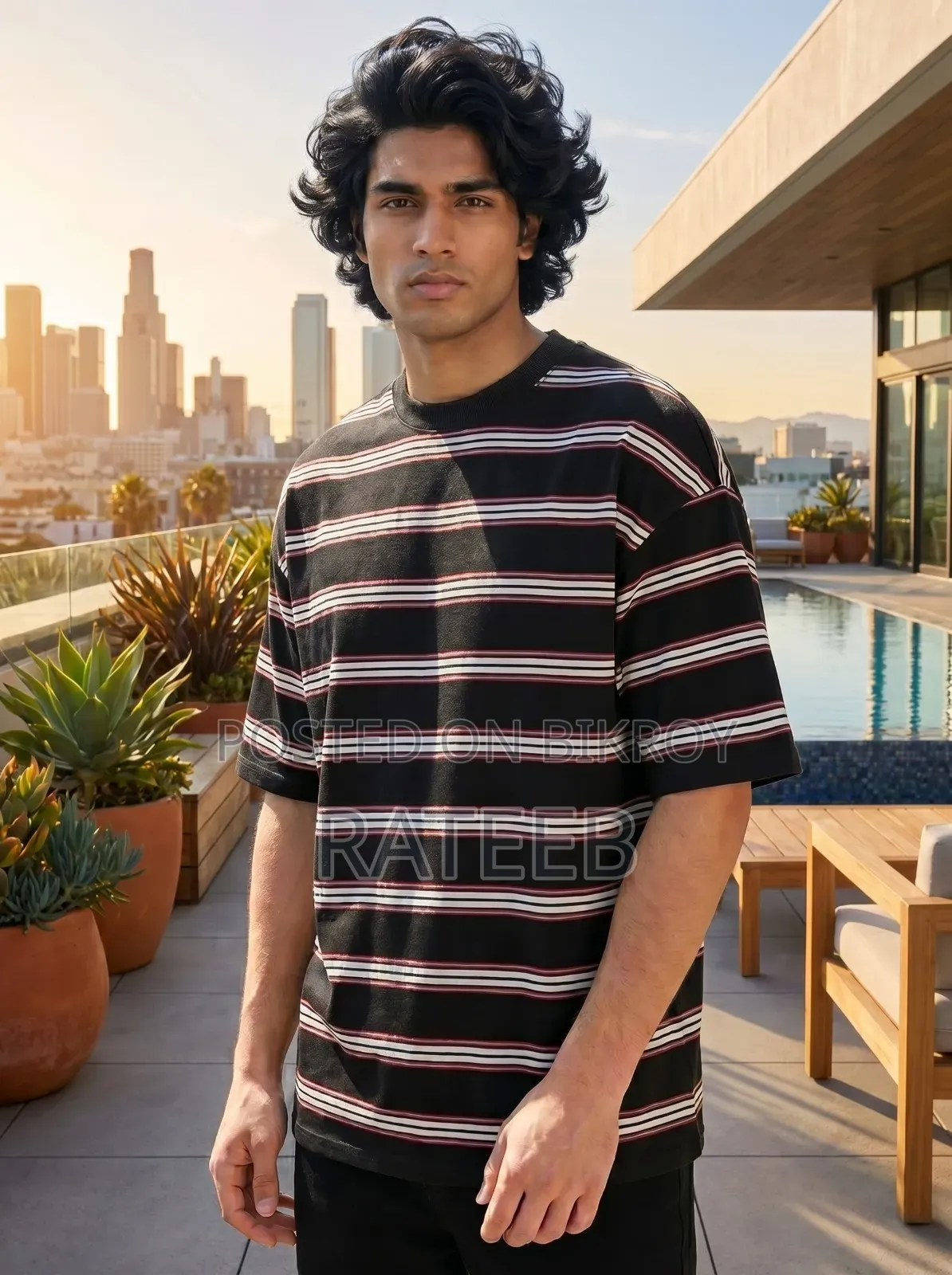 👕👕"Linear Retro Drop Shoulder T-shirt"👕👕