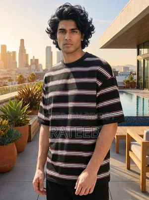👕👕"Linear Retro Drop Shoulder T-shirt"👕👕