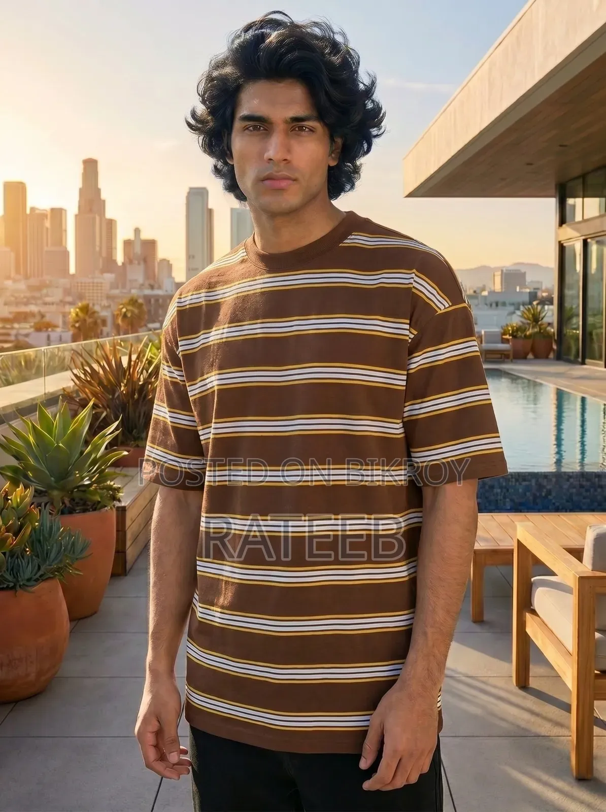 👕👕"Linear Retro Drop Shoulder T-shirt"👕👕