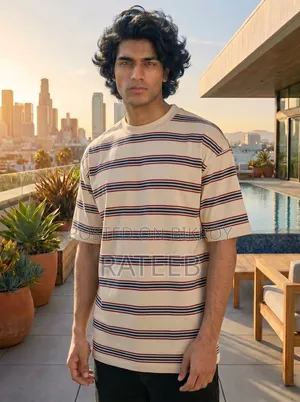 👕👕"Linear Retro Drop Shoulder T-shirt"👕👕