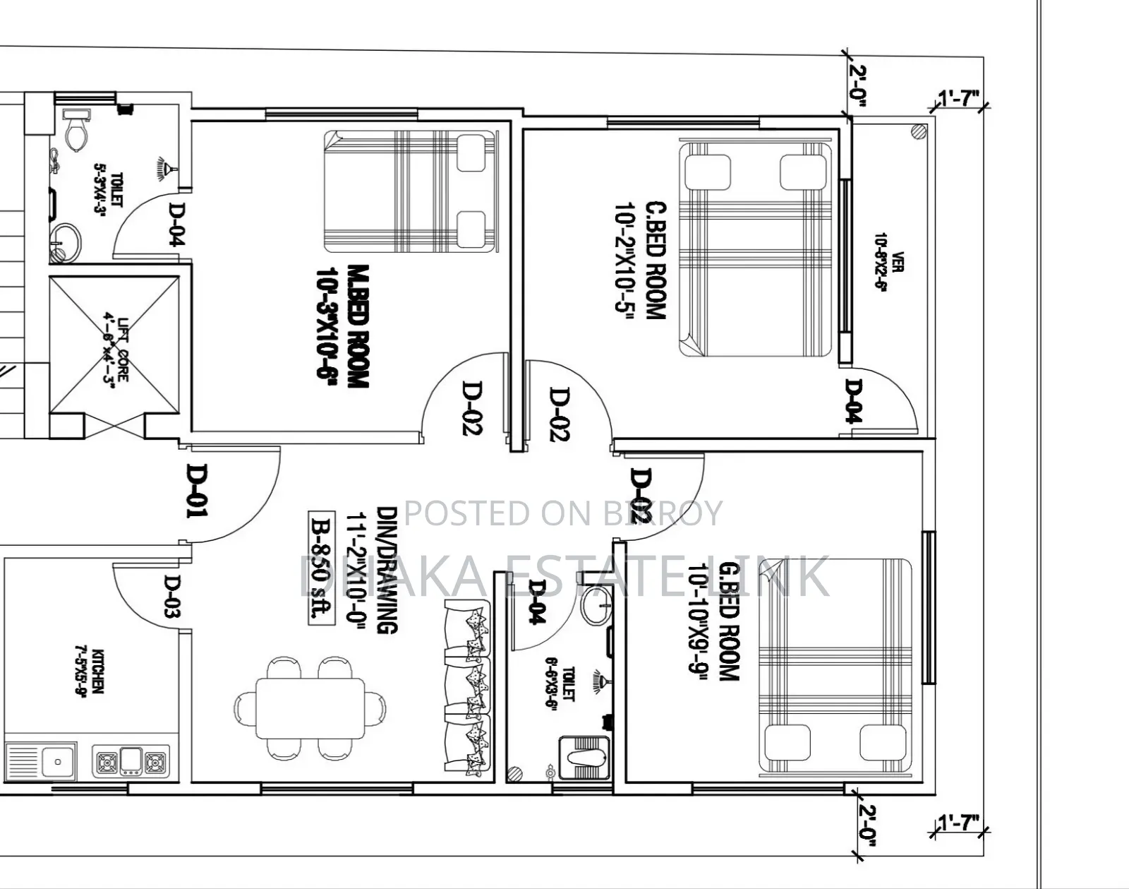 3-bedroom Apartment in Rainbow P.K. Villa, Mirpur for Sale