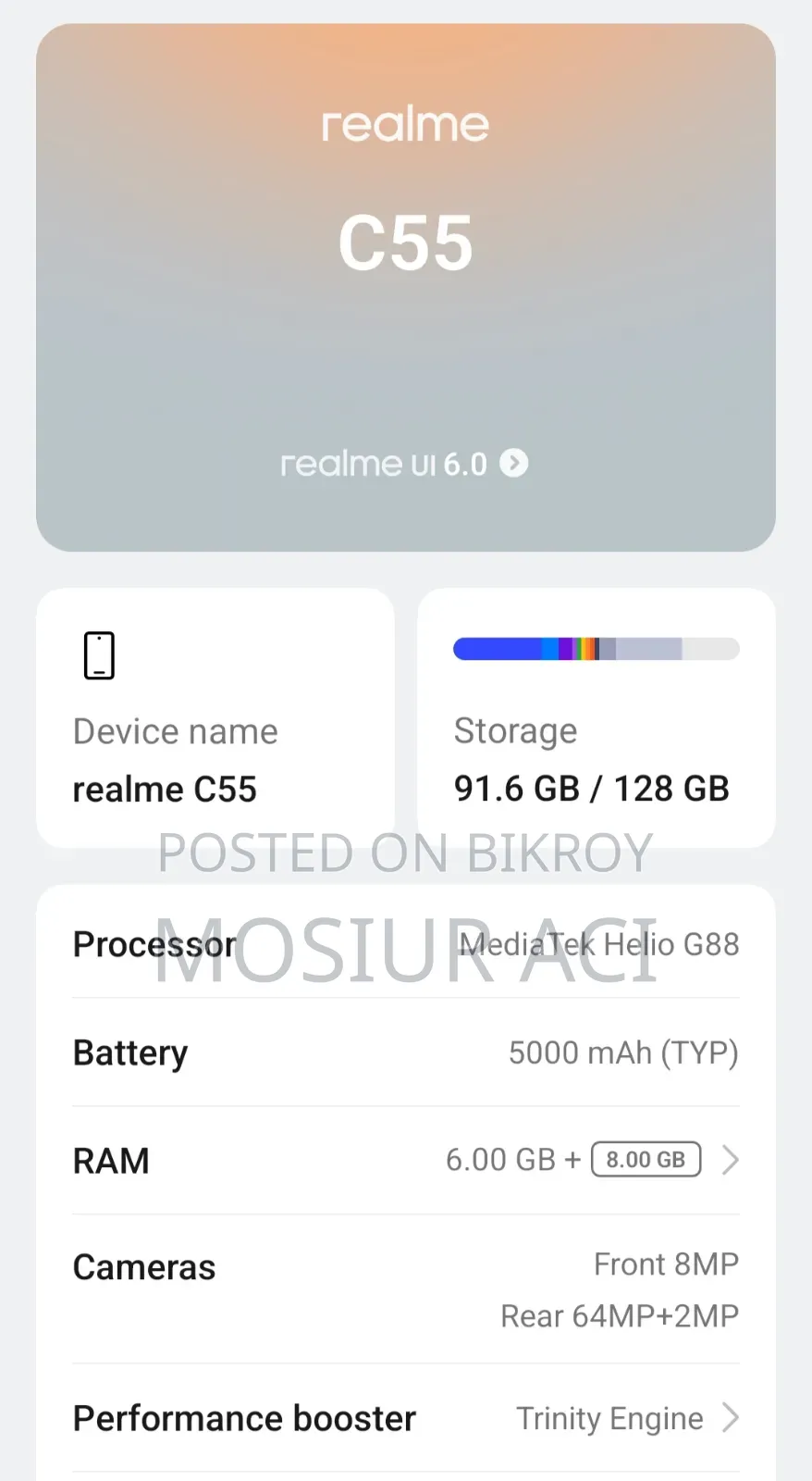 Realme C55 128 GB Black