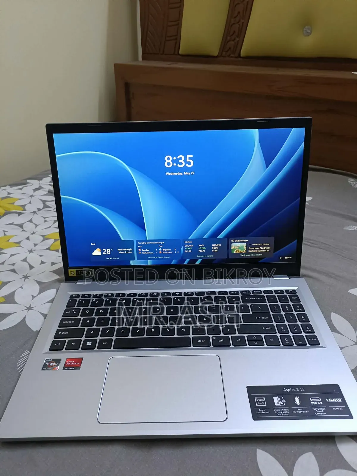 New Laptop Acer Aspire A315 21 8GB AMD Ryzen 3 HDD+SSD 256GB