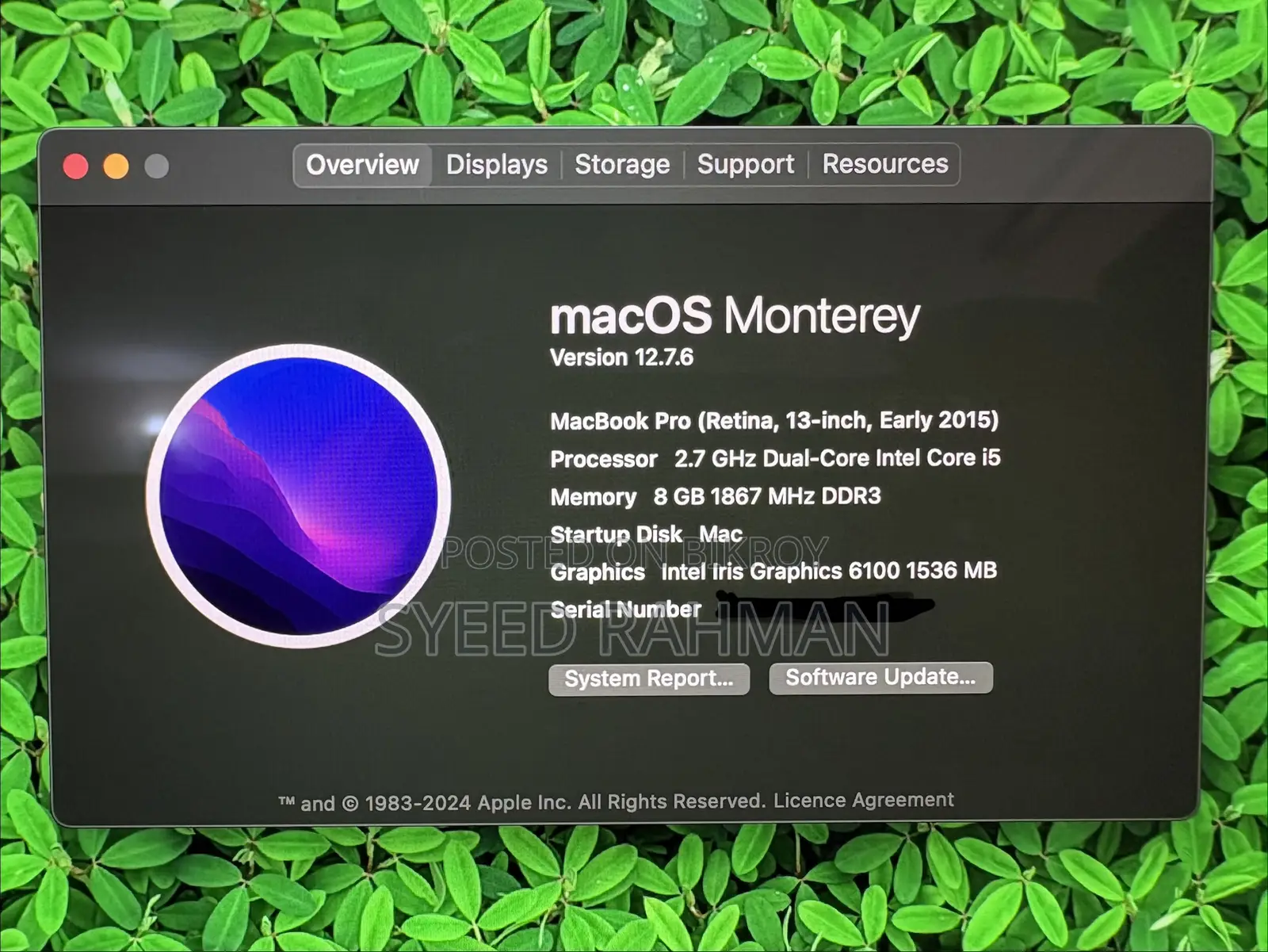 Laptop Apple MacBook Pro 2015 8GB Intel Core I5 SSD 256GB