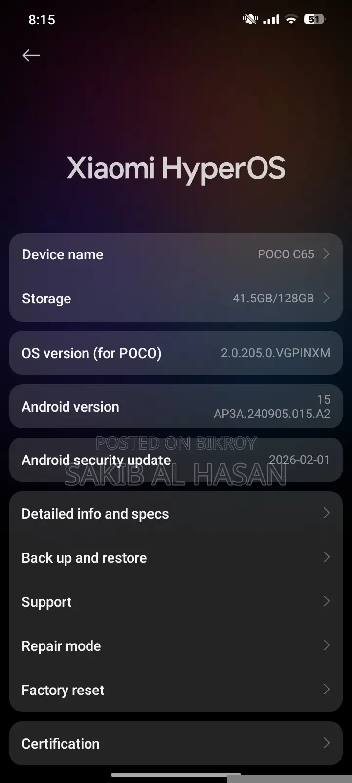Xiaomi Poco C65 128 GB Black