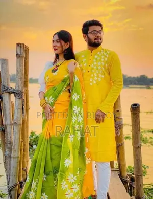 কাপল শাড়ি পাঞ্জাবি সেট