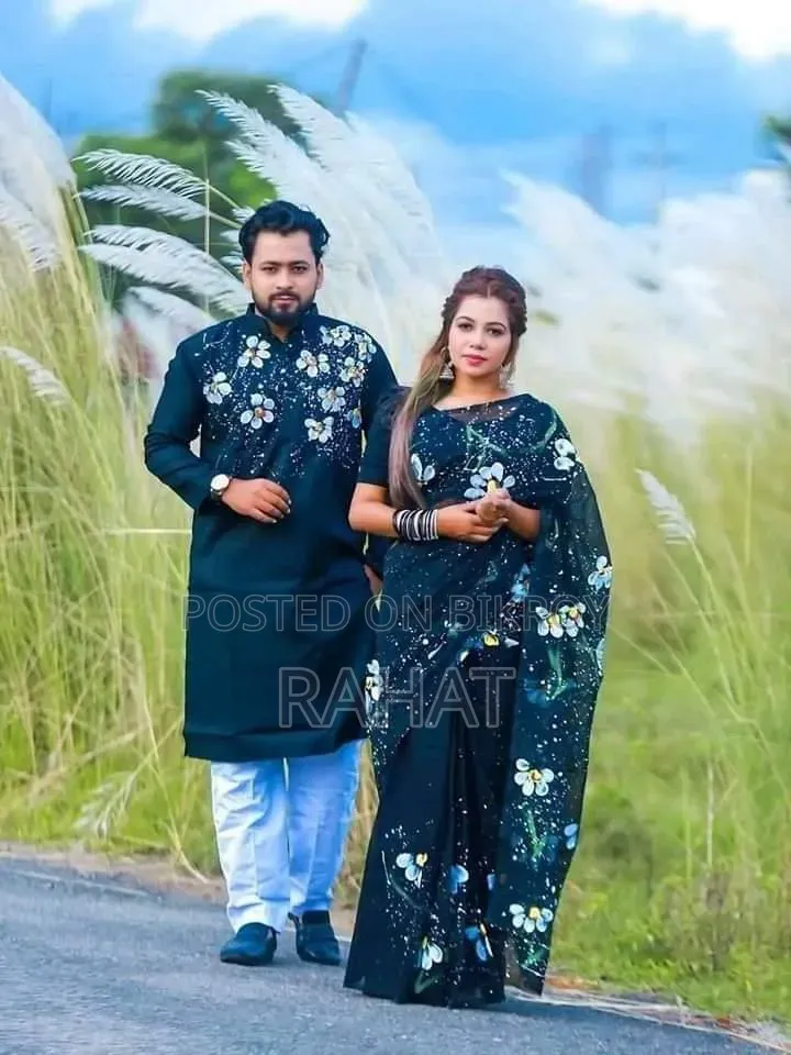 কাপল শাড়ি পাঞ্জাবি সেট