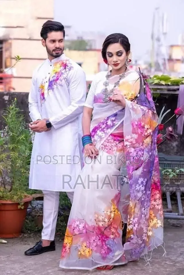 কাপল শাড়ি পাঞ্জাবি সেট