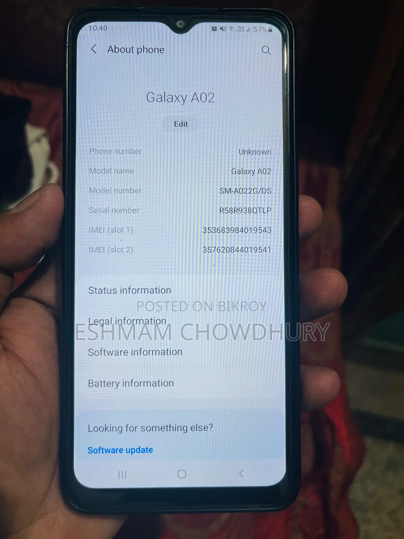 স্যামসাং গ্যালাক্সি এ০২ ৩২ জিবি কালো