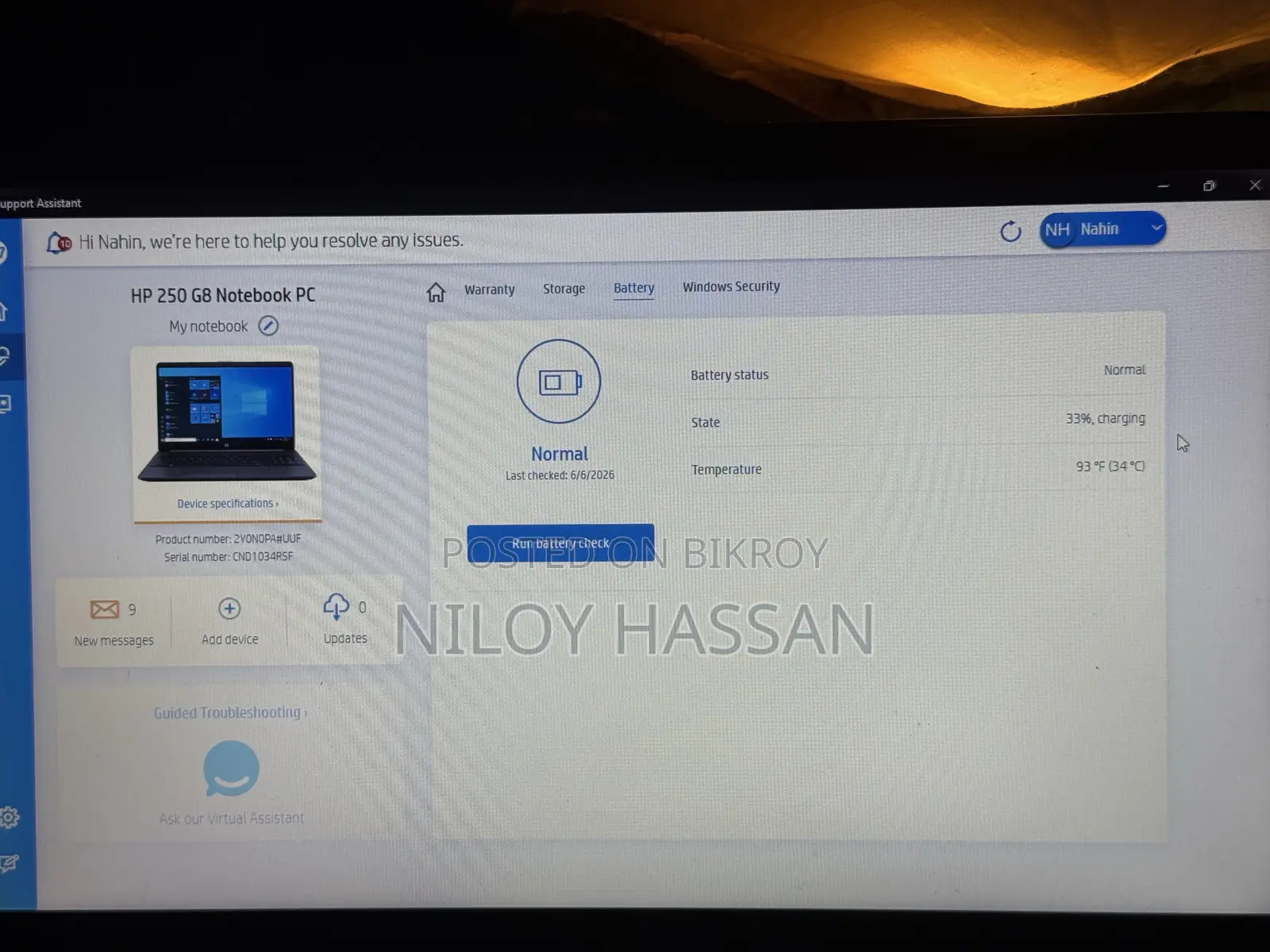 Laptop HP 250 G8 16GB Intel Core I3 HDD+SSD 1T