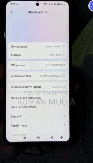 Xiaomi Redmi Note 14 4G 128 GB Black