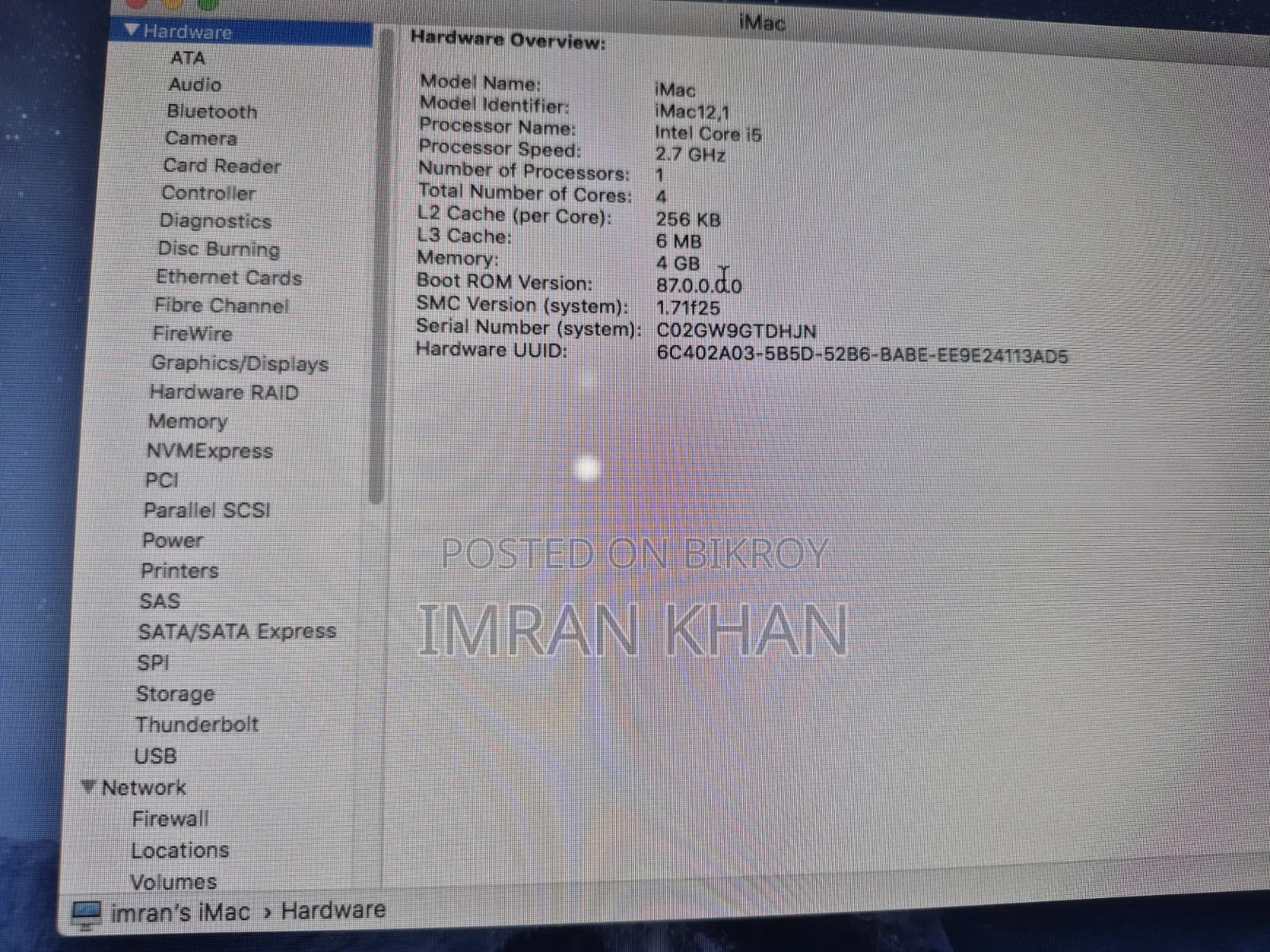Desktop Computer Apple iMac 4GB Intel Core i5 HDD+SSD 1T