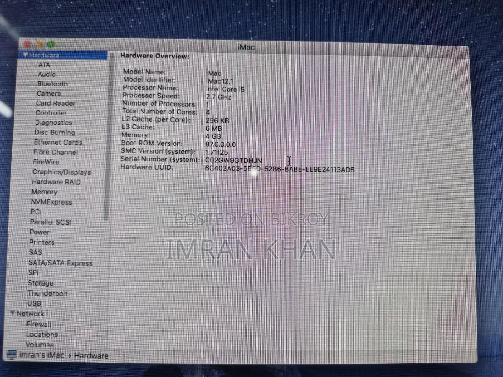 Desktop Computer Apple iMac 4GB Intel Core i5 HDD+SSD 1T
