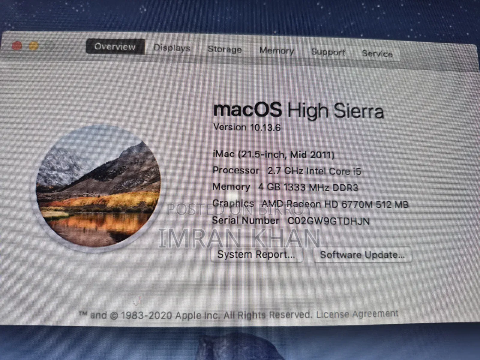 Desktop Computer Apple iMac 4GB Intel Core i5 HDD+SSD 1T