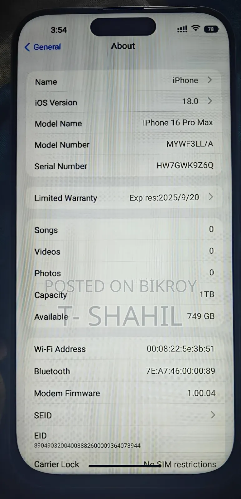 Apple iPhone 16 Pro Max 1 TB White