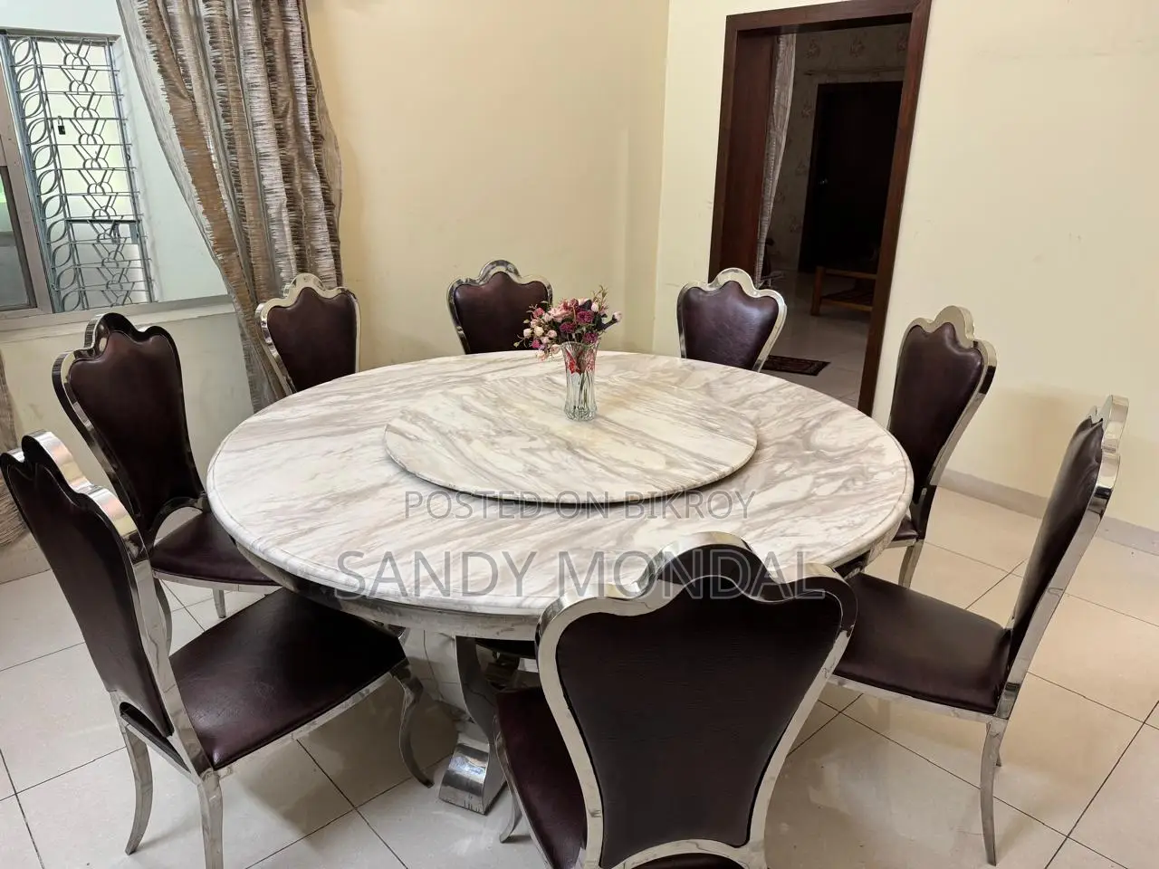 Modern Design Round Marble Dining Table Set