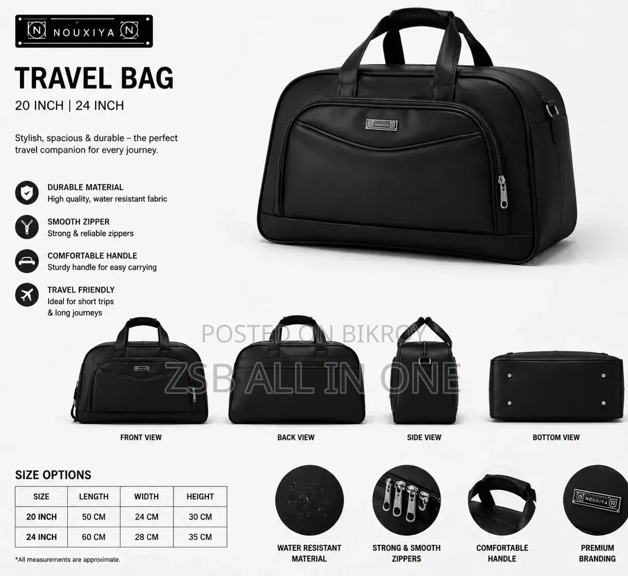 Nouxiya Premium Travel Duffel Bag 20 Inch