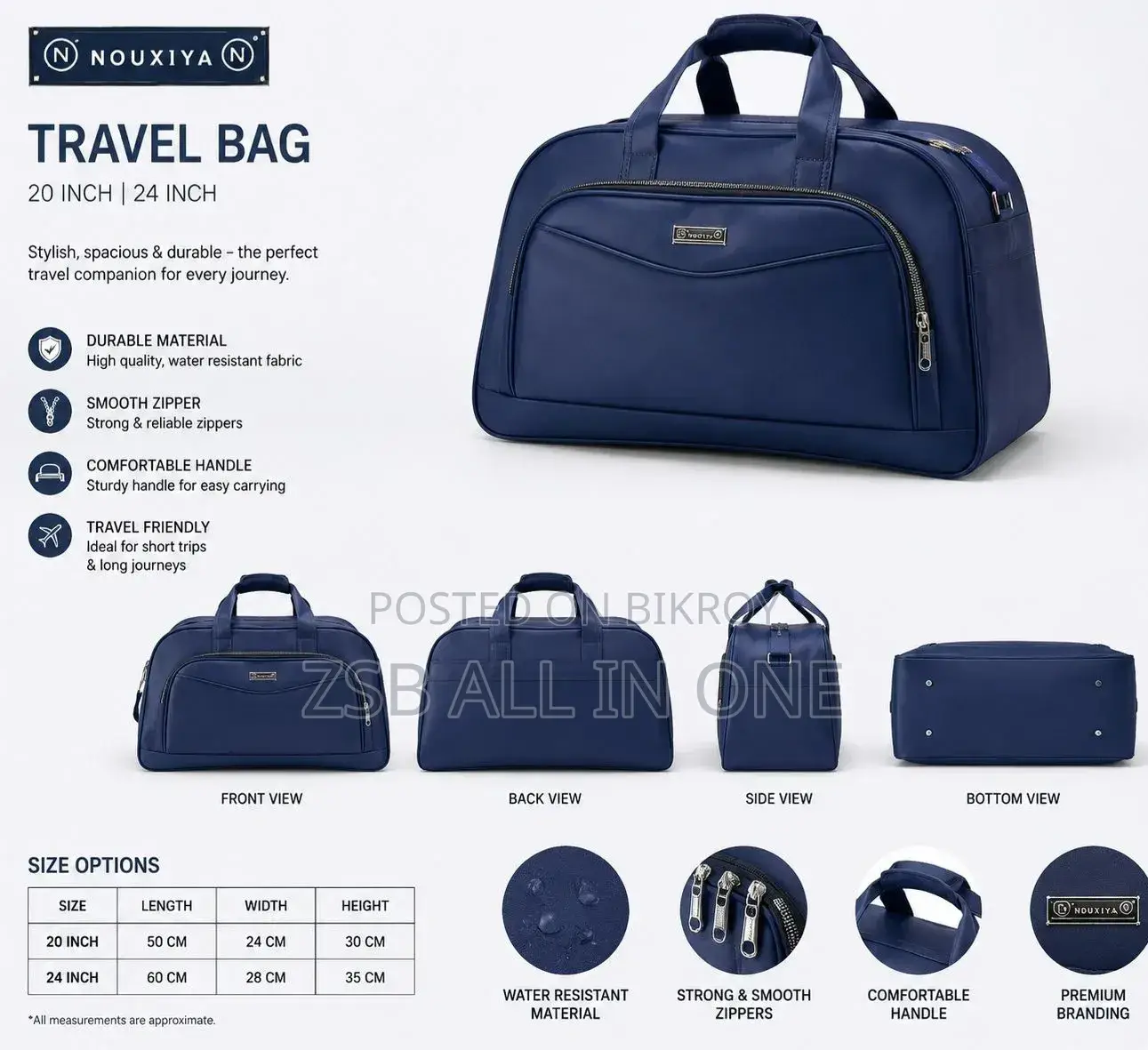 Nouxiya Premium Travel Duffel Bag 20 Inch