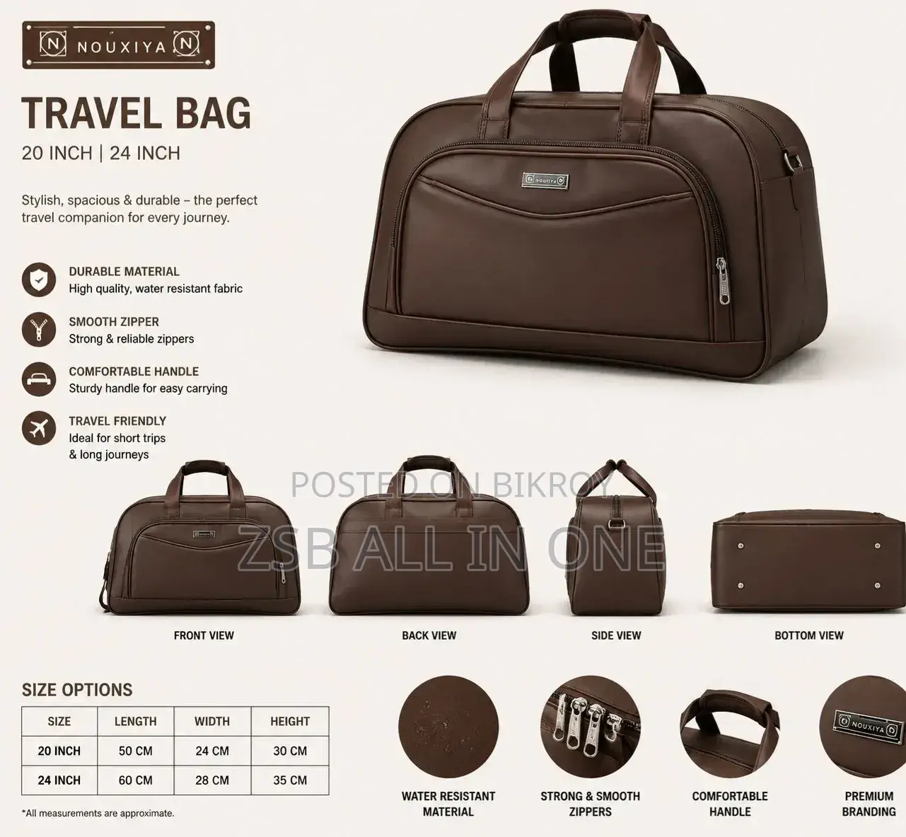 Nouxiya Premium Travel Duffel Bag 20 Inch
