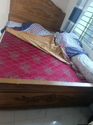 সেগুন কাঠের খাট ম্যাট্রেস সহ
