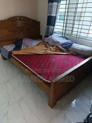 সেগুন কাঠের খাট ম্যাট্রেস সহ
