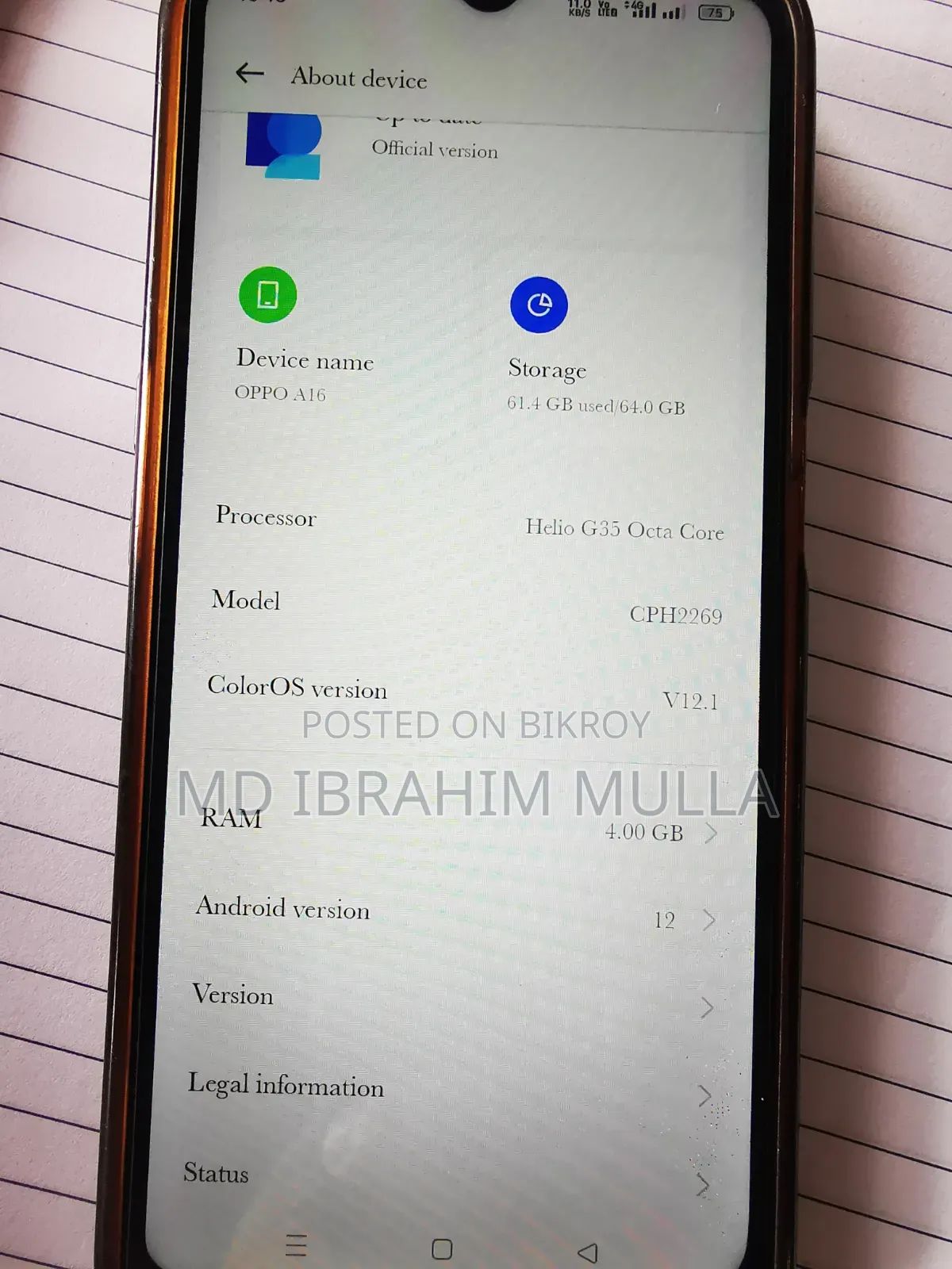 Oppo A16 64 GB Black
