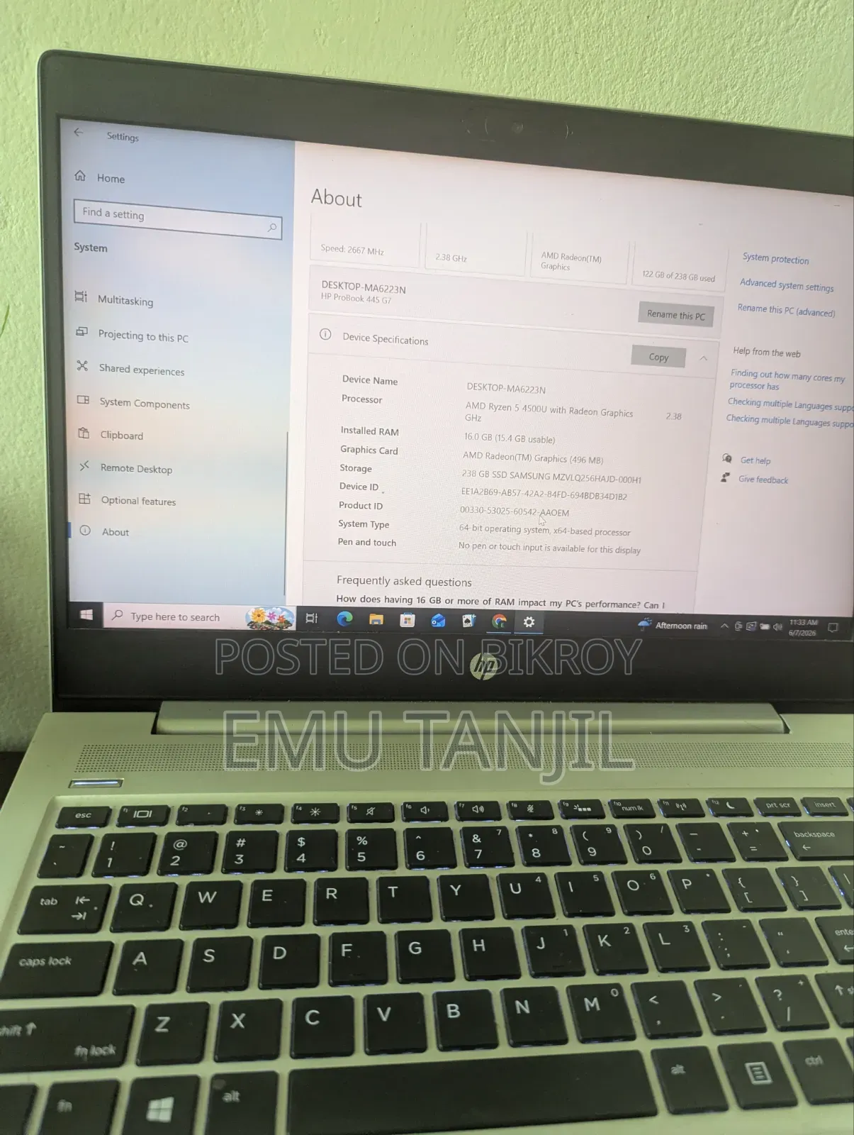 Laptop HP EliteBook 840 G8 16GB AMD Ryzen 5 HDD+SSD 256GB