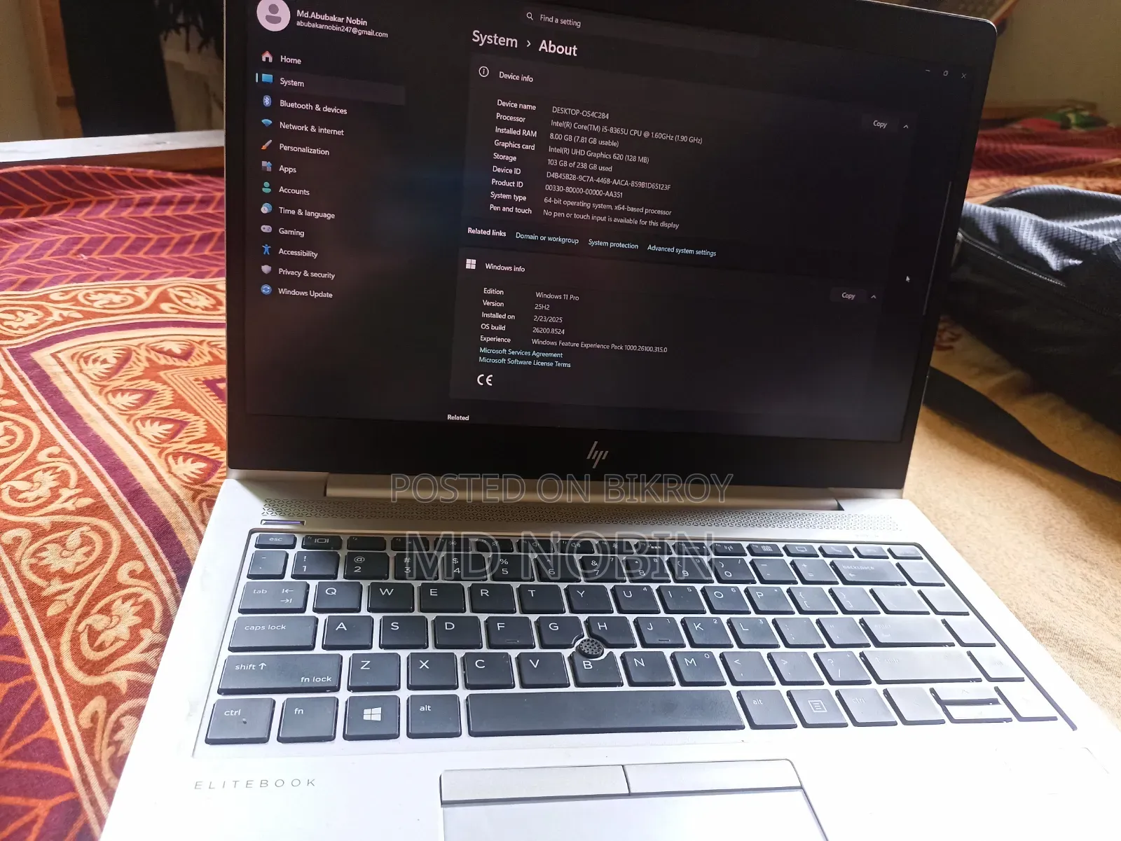 Laptop HP EliteBook 840 G6 8GB Intel Core i5 SSD 256GB