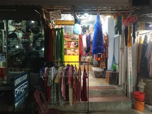 All items of the clothing store including clothes.