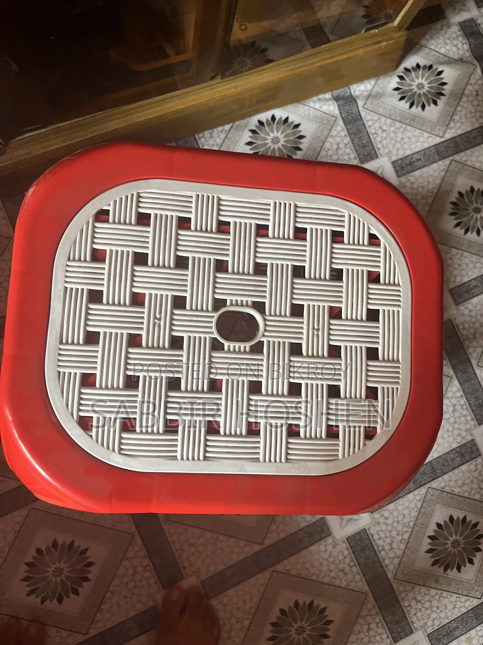 Rfl Net Stool High (Red) – Durable Polypropylene Plastic Sitting Stool
