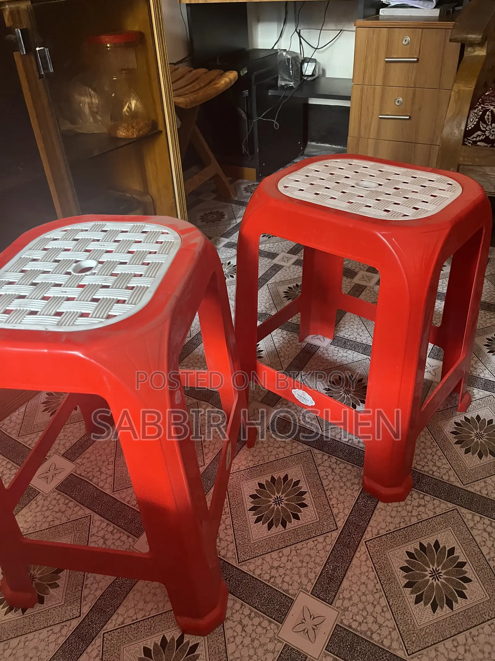 Rfl Net Stool High (Red) – Durable Polypropylene Plastic Sitting Stool
