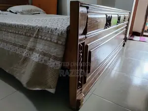 Original Heavy Segun Wood Queen Size Bed – For Sale