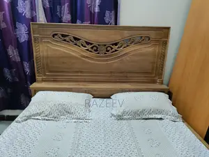 Original Heavy Segun Wood Queen Size Bed – For Sale