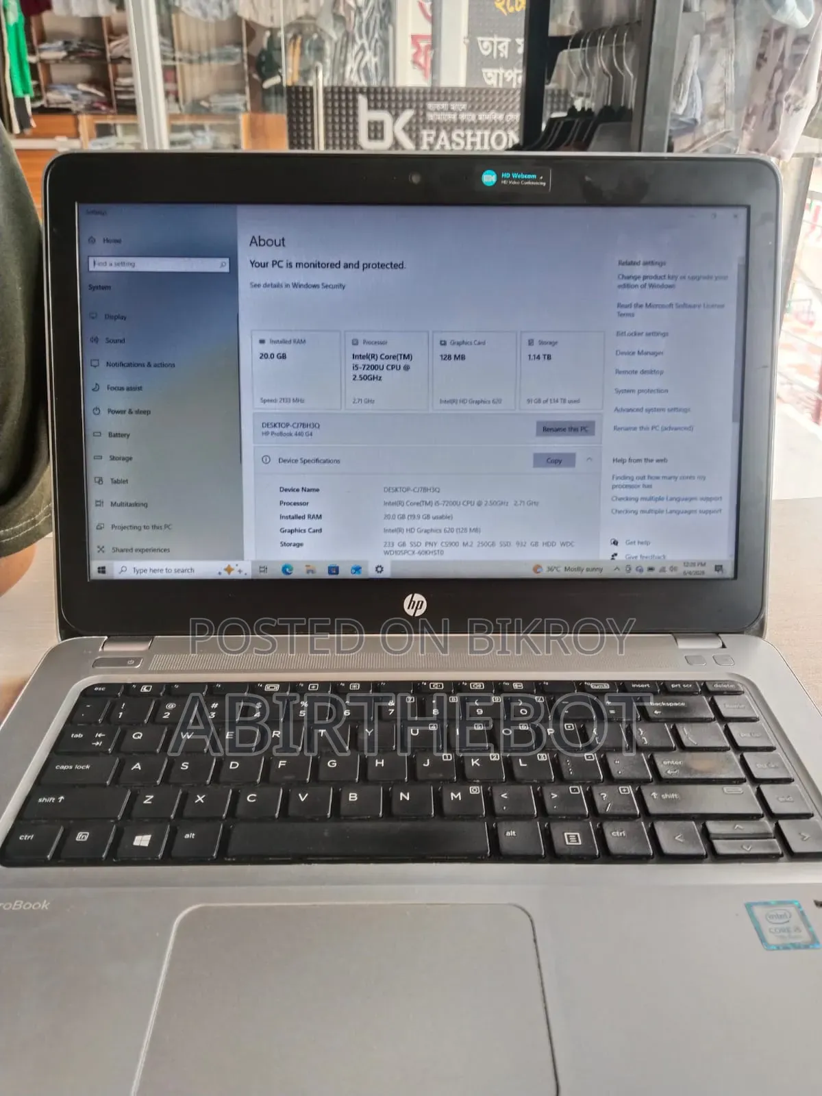 Laptop HP ProBook 440 G4 20GB Intel Core i5 SSHD+SSD 1T
