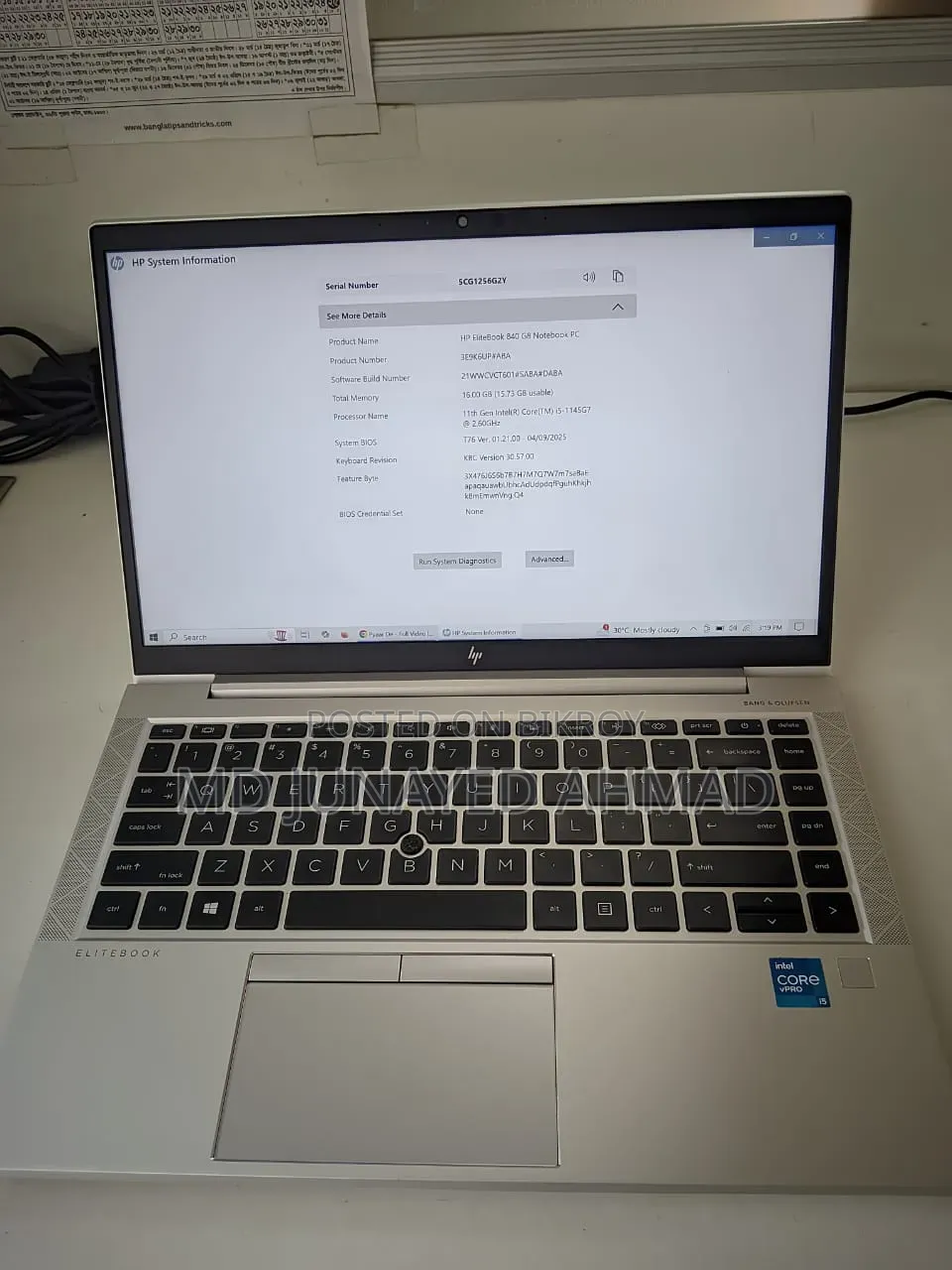 Laptop HP EliteBook 840 G8 16GB Intel Core I5 SSD 512GB