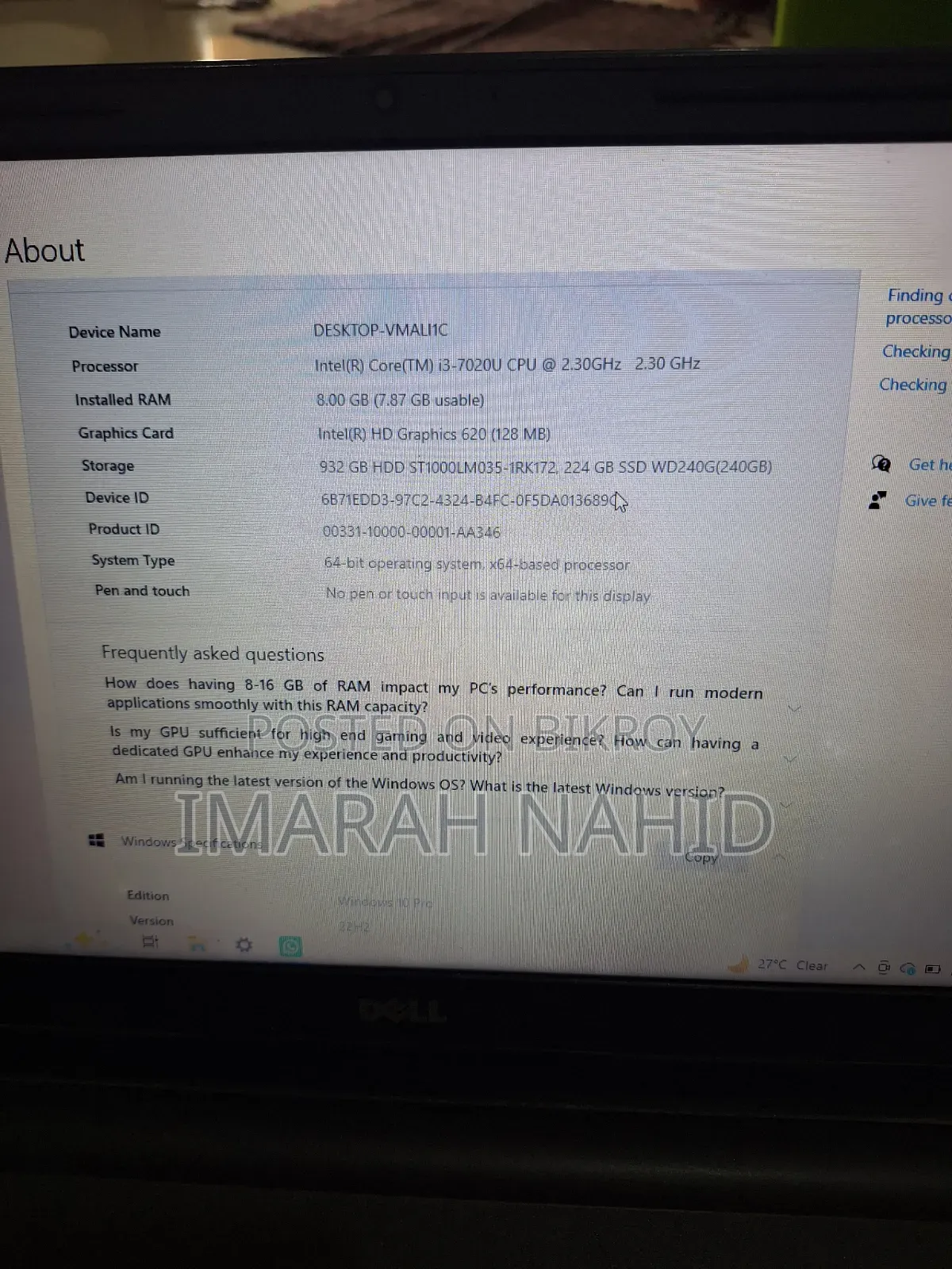 Laptop Dell Inspiron 15 8GB Intel Core i3 SSD 1TB