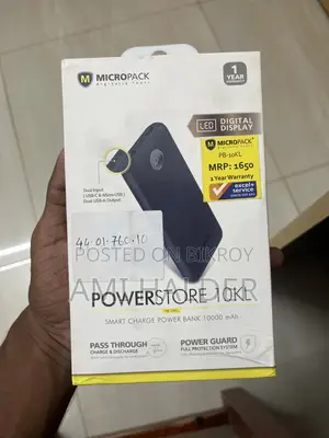 Micropack 10000mah Power Bank With Wiwu Type-C to Type-C Cable.