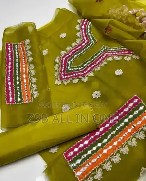 Ready-made Georgette Three-Piece with Dollar and Embroidery Work