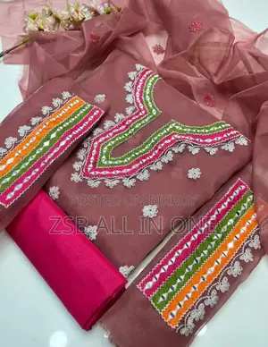 Ready-made Georgette Three-Piece with Dollar and Embroidery Work
