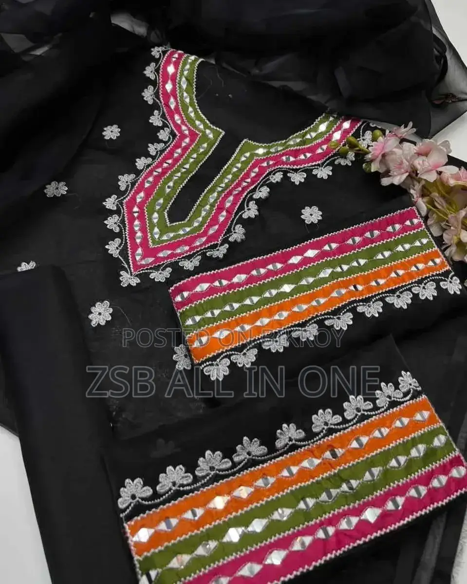 Ready-made Georgette Three-Piece with Dollar and Embroidery Work