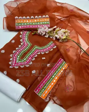 Ready-made Georgette Three-Piece with Dollar and Embroidery Work