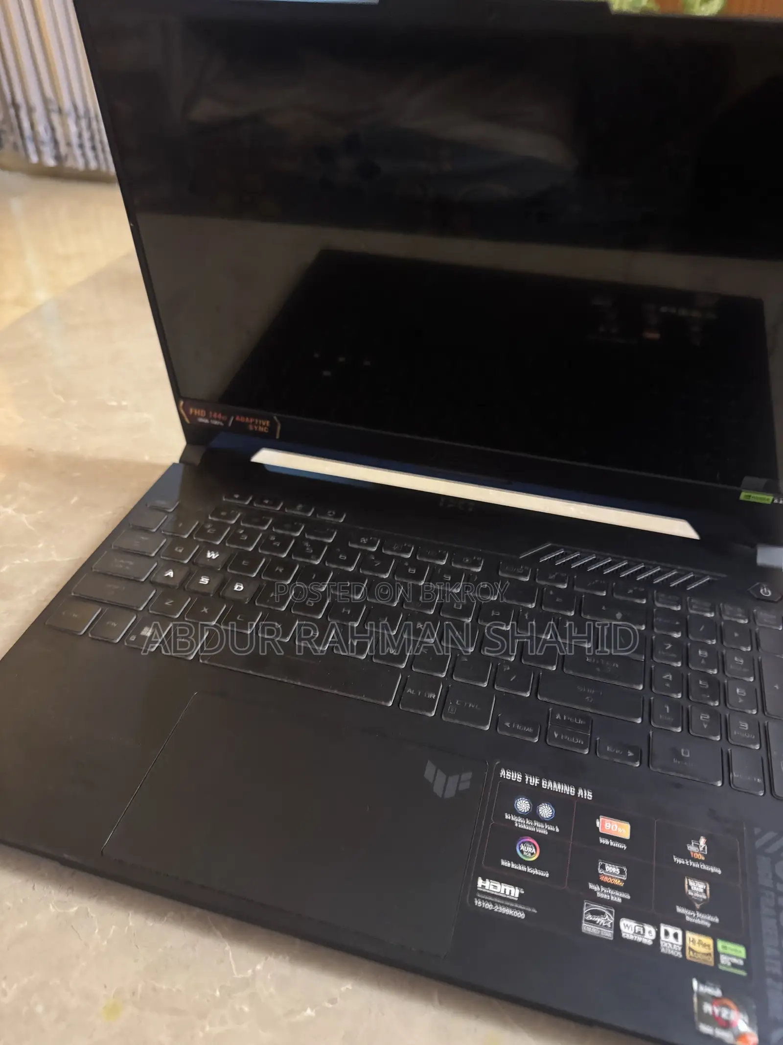 Laptop Asus TUF Gaming A15 16GB AMD Ryzen 7 SSD 1T