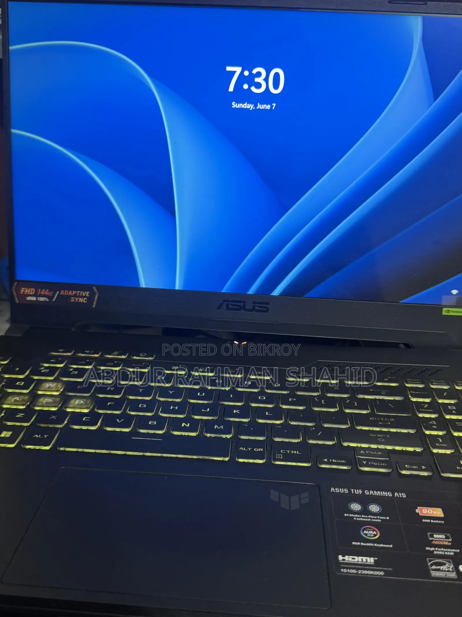 Laptop Asus TUF Gaming A15 16GB AMD Ryzen 7 SSD 1T