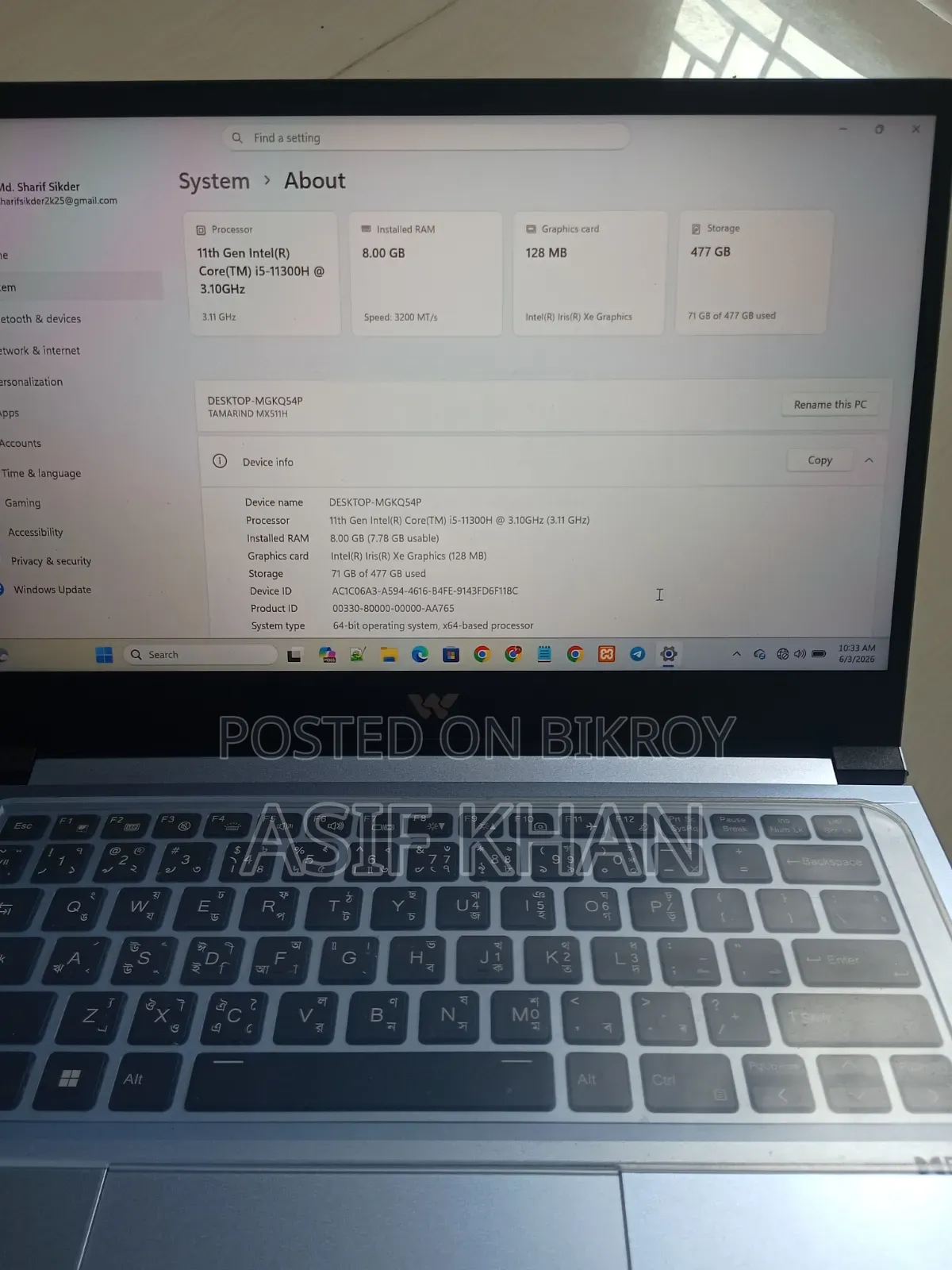 Laptop 8GB Intel Core I5 SSD 512GB