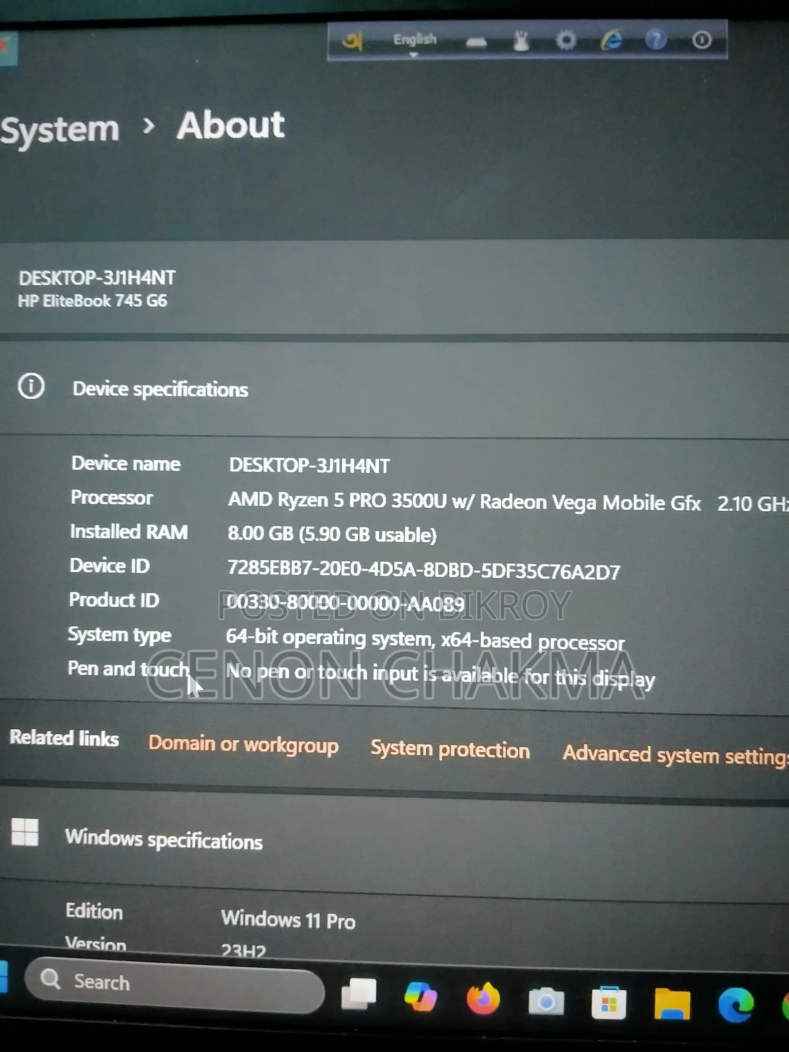 Laptop HP EliteBook 745 G6 8GB Intel Core I5 HDD+SSD 256GB