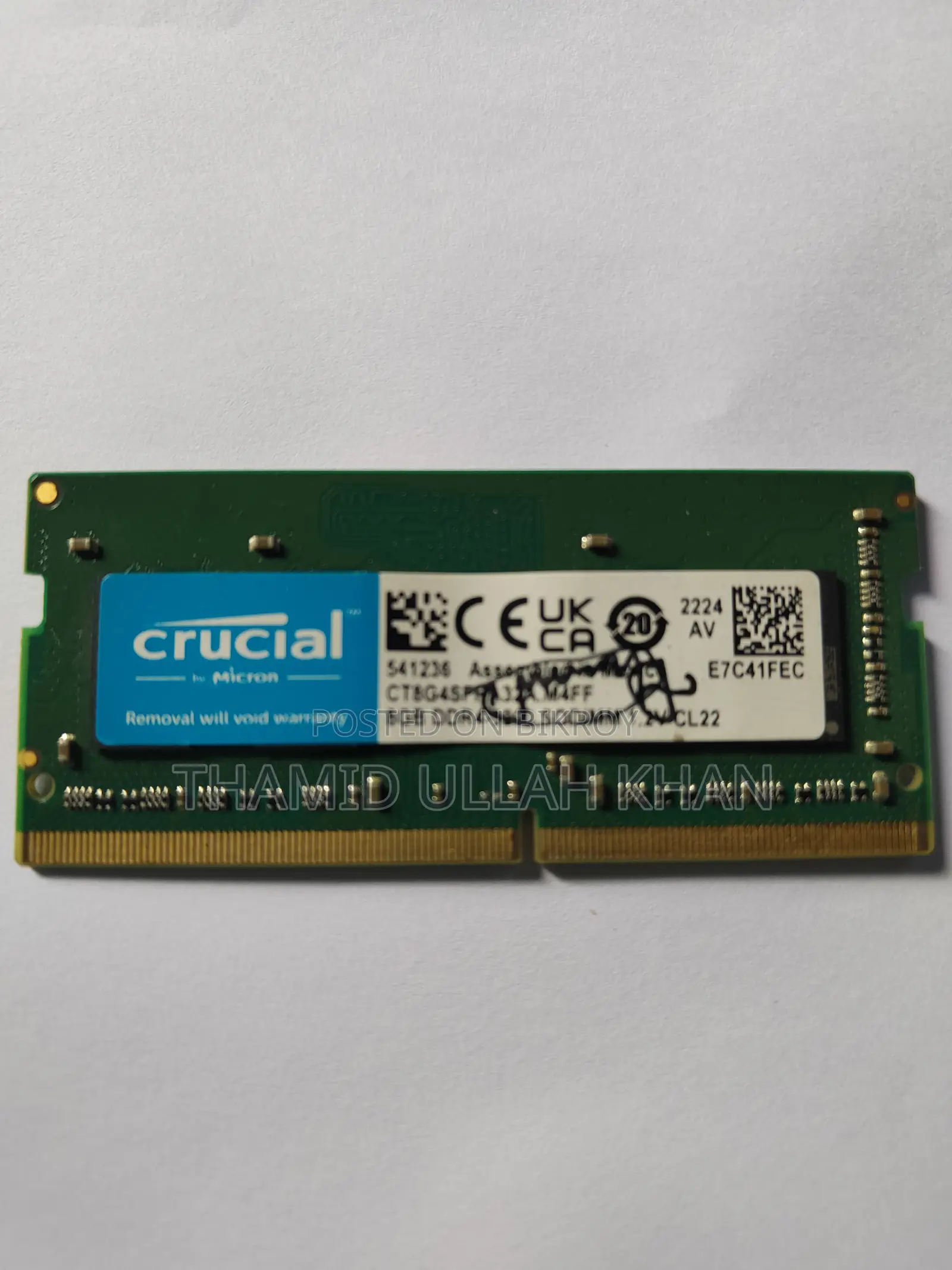 Crucial Laptop Ram Ddr4 8gb 3200mhz