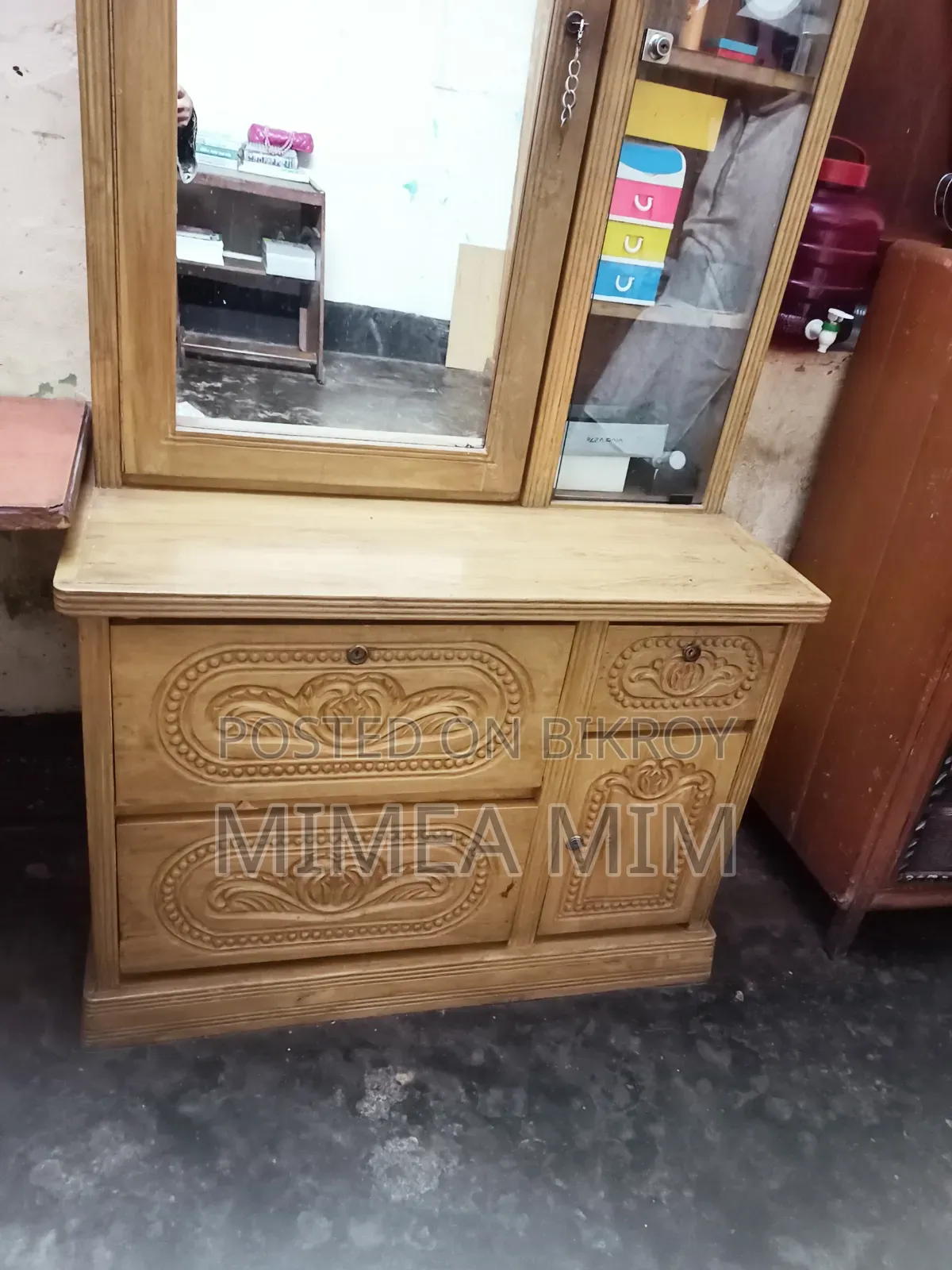 Teak wood furniture.