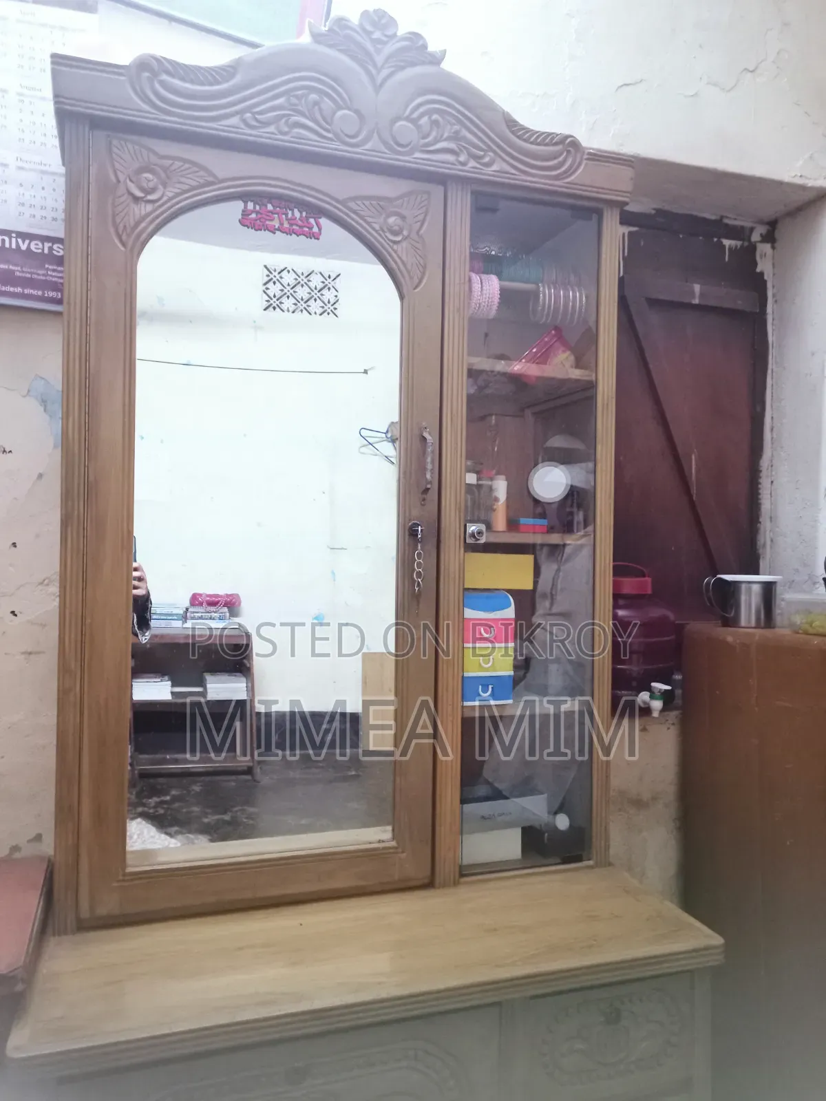 Teak wood furniture.