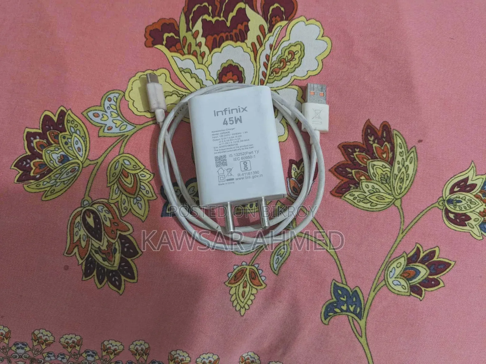 Infinix 45wat Original Fast Cherger With Type C Cable